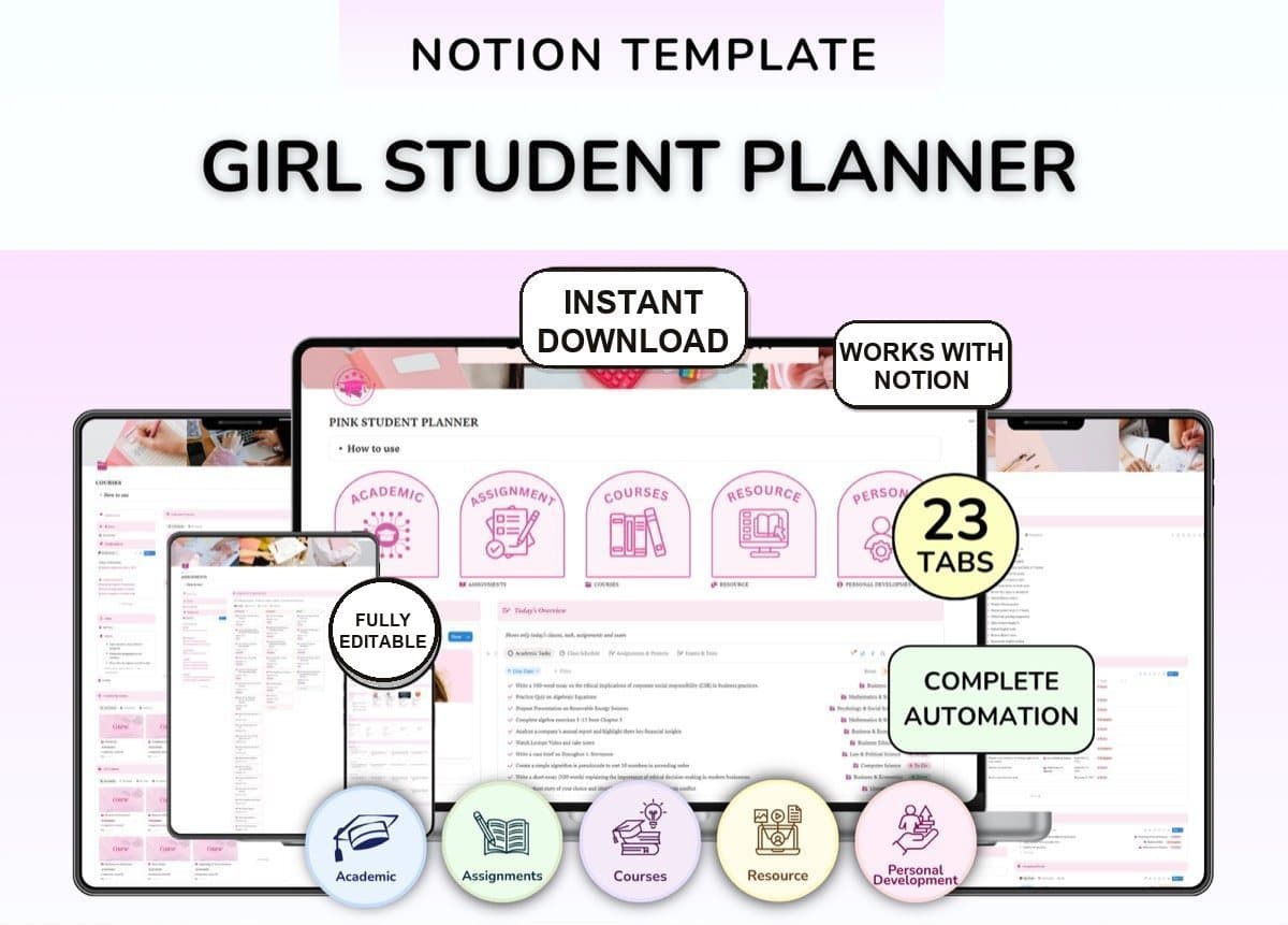 Pink Notion Girl Planner
